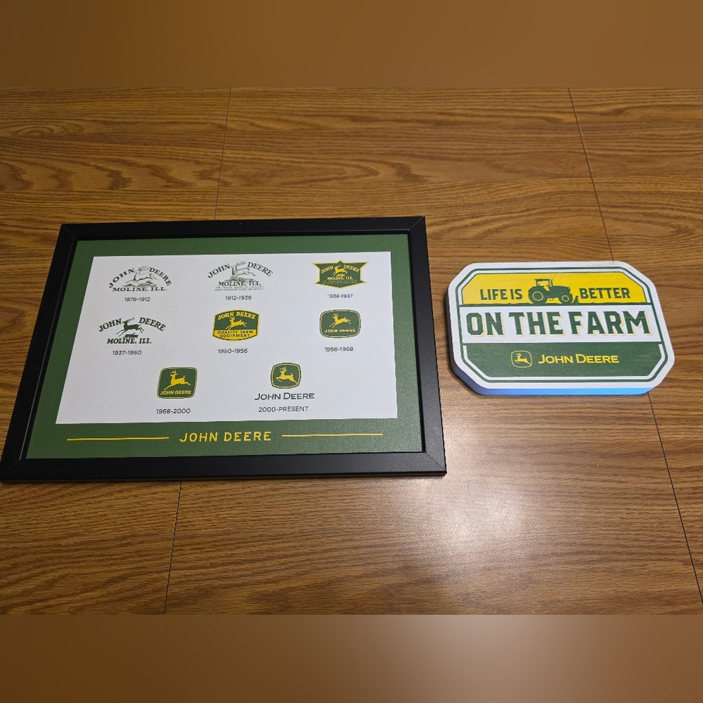 John Deere Timeline Framed Logo Print And Wood Sign